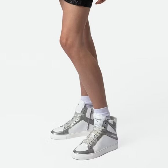 Zadig & Voltaire ZV1747 High Flash High-Top Sneakers Silver - Picture 2 of 16
